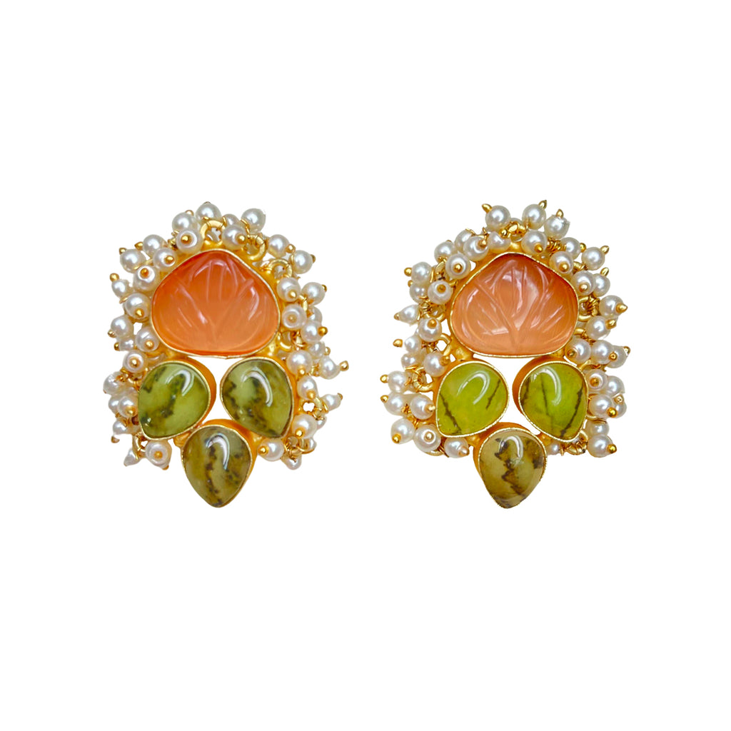 Chiara Earrings - Peach / Lime