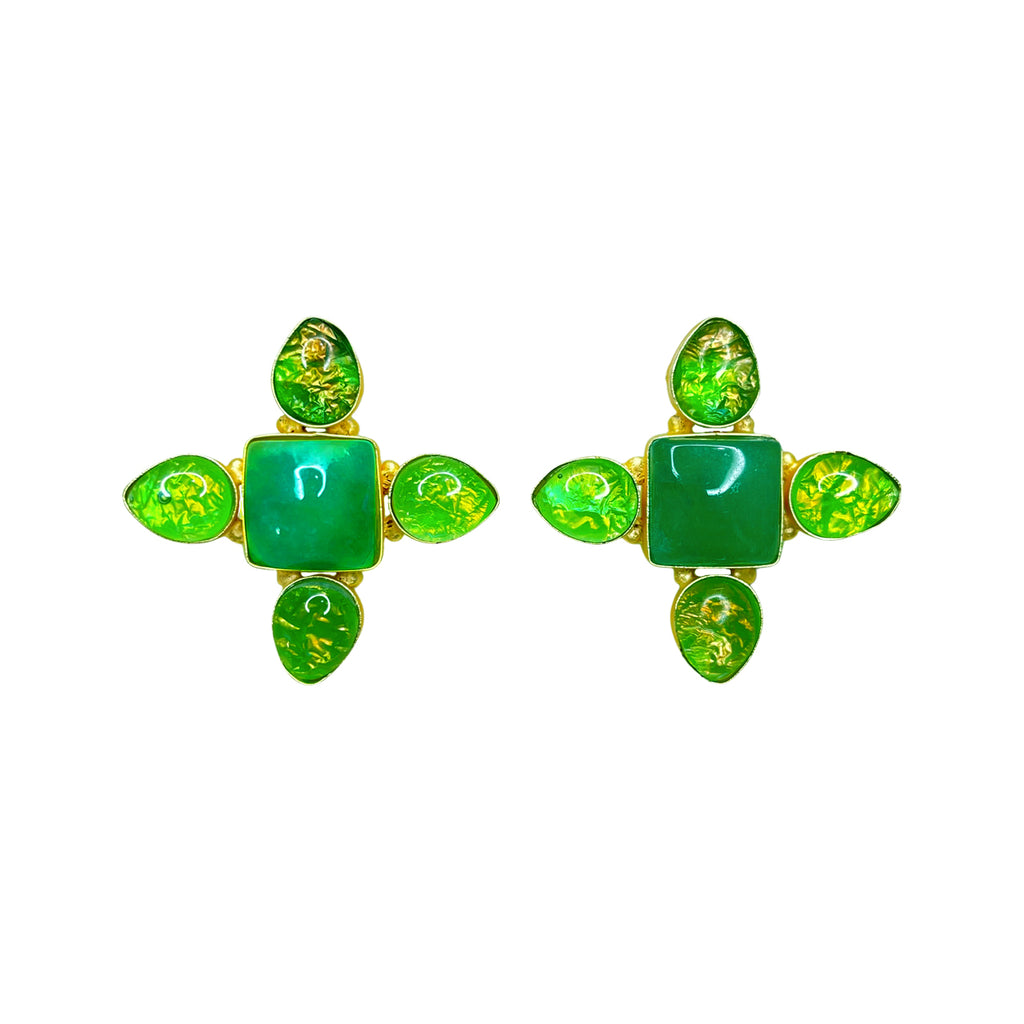 Tully Stud Earrings - Green