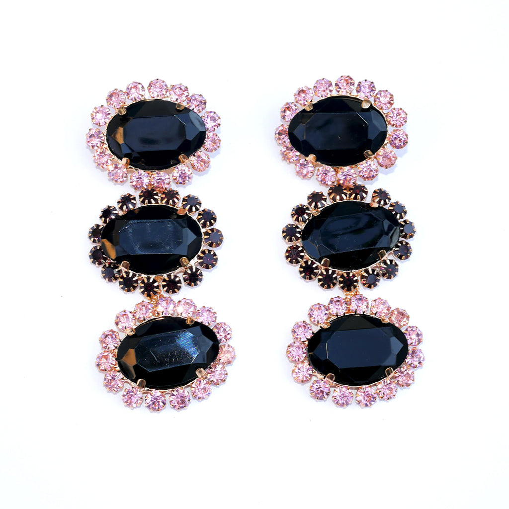 Statement Jewel Earrings - Black