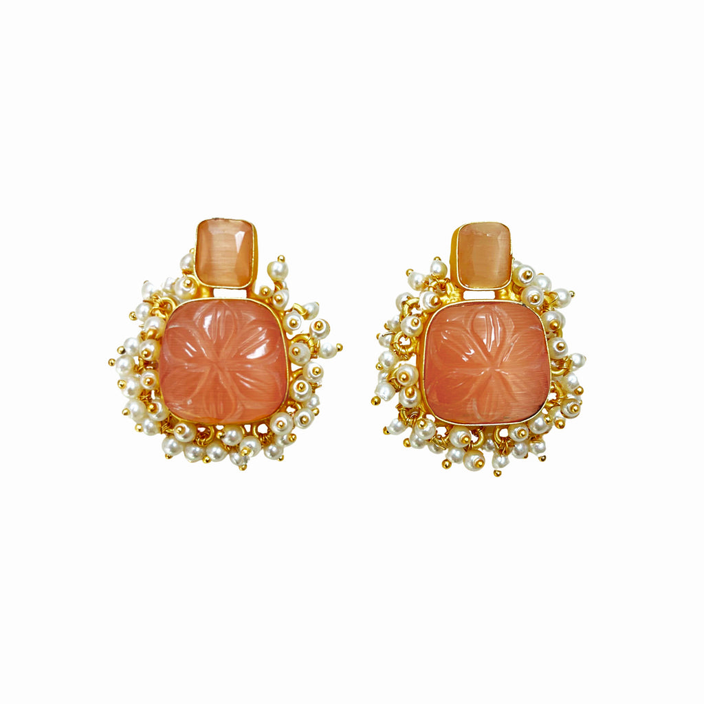 Stella Earrings - Peach