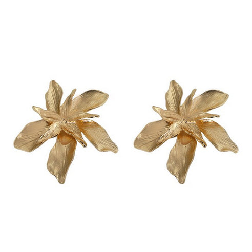 Statement Lotus Earrings - Gold