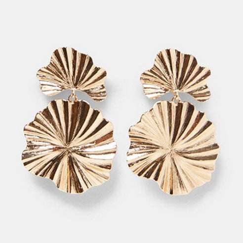 Circular Fan Earrings - Gold