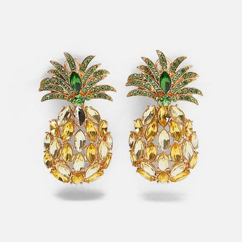 Statement Pineapple Earrings - Yellow